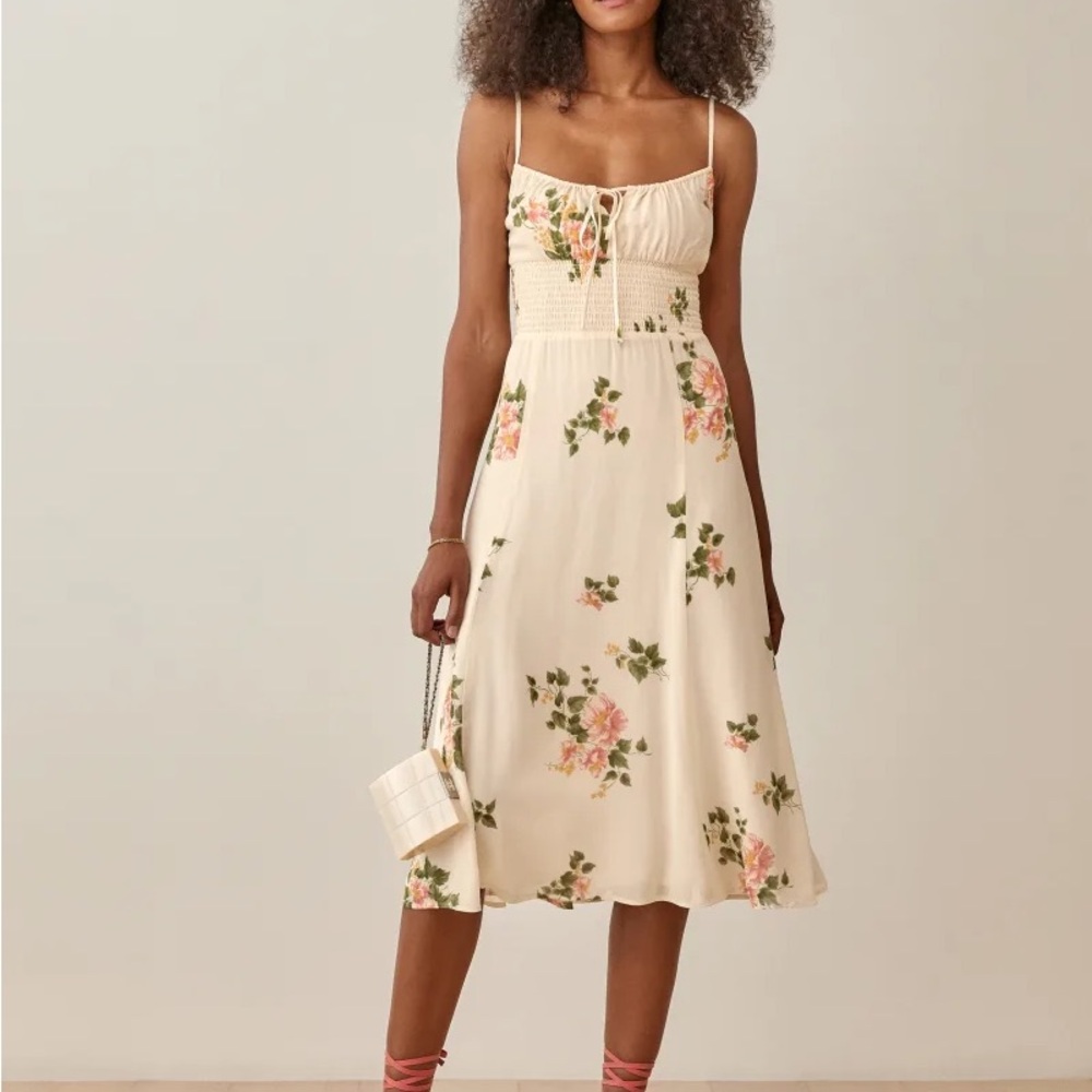 🌷Perfect Spring Dress🌷 Reformation Bran Dress Floral Cream Midi Dress